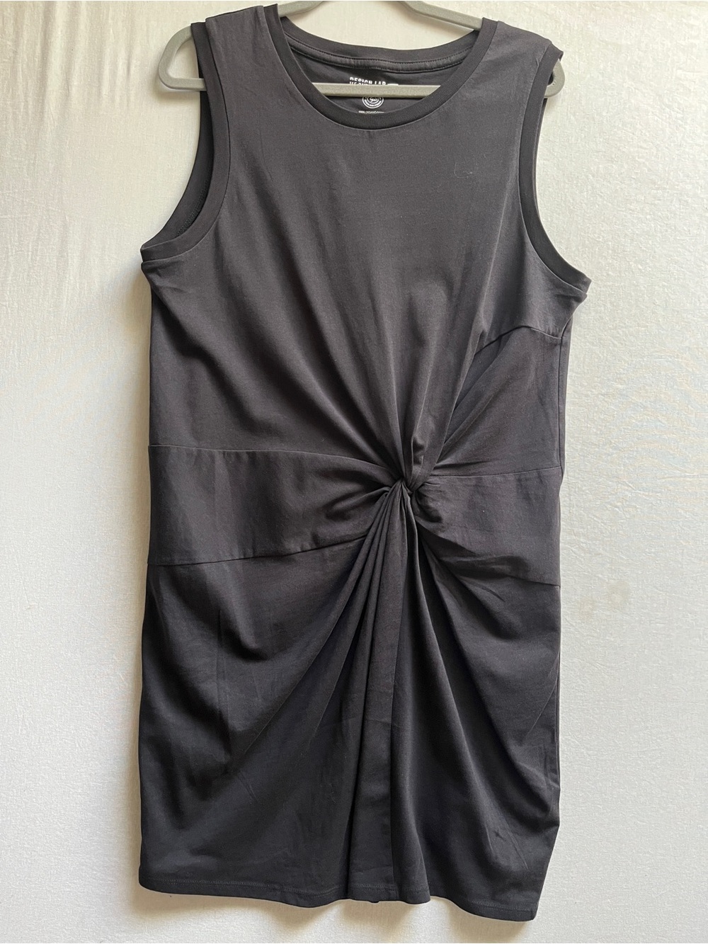 Design Lab Lord & Taylor Organic Cotton Sleeveless Twist Front Dress Black L